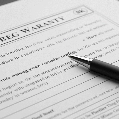 Close-up of a roofing warranty document with a pen, highlighting important clauses