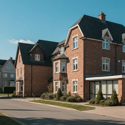 Residential roof with steep slope and commercial flat roof side-by-side