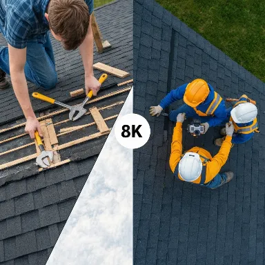 DIY vs. Professional Roofing Repair Diagram